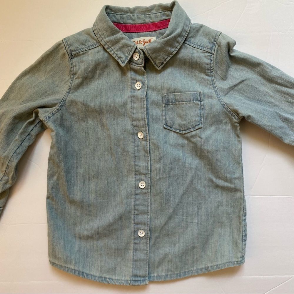 Cat & Jack | Denim Long Sleeve Button Down Shirt, Size 18M
